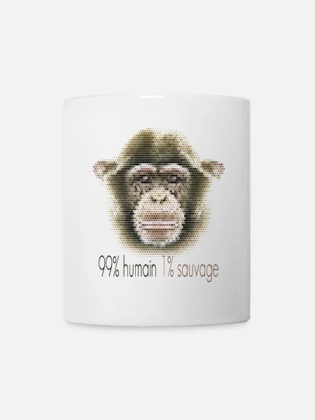 Schimpansengesicht – 99% Mensch 1% Wild - Tasse - Weiß