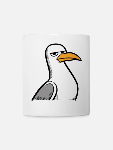Moin Nordsee Möwe Langweile Blick Verachtung Böse - Tasse - Weiß