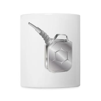 Fuel canister with filler neck – Metallic look - Mug - white - Front