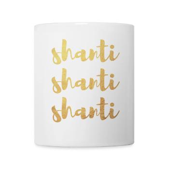 Gold Shanti Meditation Namaste Yoga Handschrift om - Tasse - Weiß - Vorne