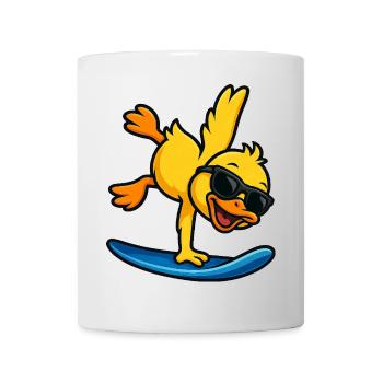 Cool duck surfer on the beach for kids water sports - Mug - white - Front
