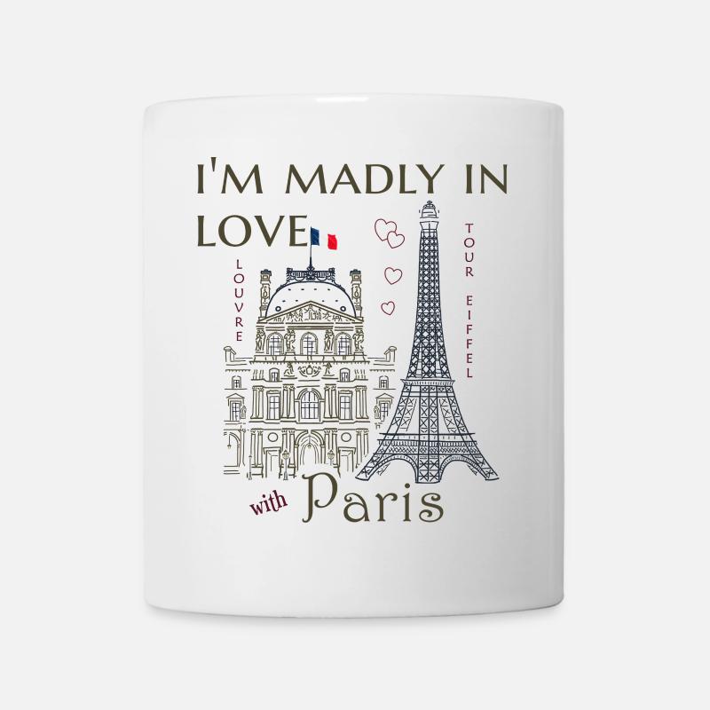 Paris, Louvre et la Tour Eiffel dessinés à la main - Mug blanc - blanc