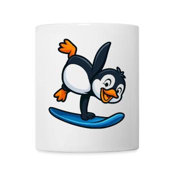 Cooler Pinguin Surfer Wassersport Sommer Cartoon - Tasse - Weiß - Vorne