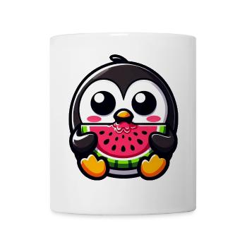 Pingouin mignon avec Melon Chibi Fruit Sweet - Mug blanc - blanc - Devant