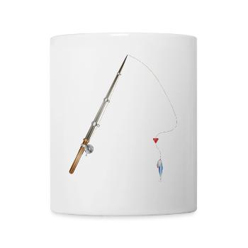 Fishing rod with colorful bait illustration - Mug - white - Front