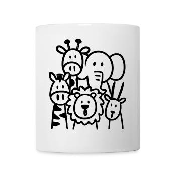 Safari Tiere Illustration Kinder - Tasse - Weiß - Vorne