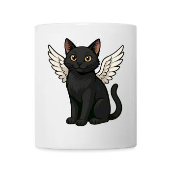 Chat Noir Ange Ailes Dessin Animé Céleste - Mug blanc - blanc - Devant