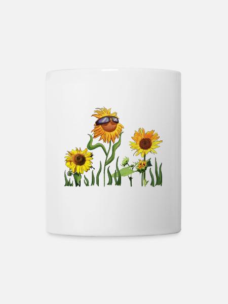 Sunflowers with sunglasses - Mug - white