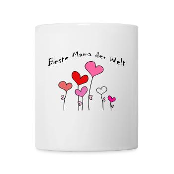 Beste Mama der Welt Herzblumen bunt - Tasse - Weiß - Vorne