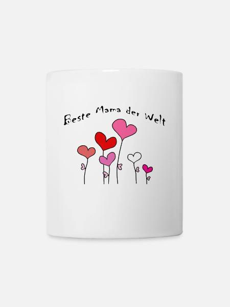 Beste Mama der Welt Herzblumen bunt - Tasse - Weiß