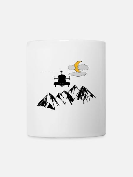 Heli, montagnes, lune, nuages - Mug blanc - blanc