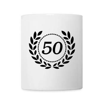 50.Geburtstag ,50 Jahre Jubiläum Lorbeerkranz (25) - Tasse - Weiß - Vorne
