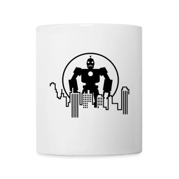 Robot Skyline – Sci-Fi Android Silhouette Shirt - Tasse - Weiß - Vorne