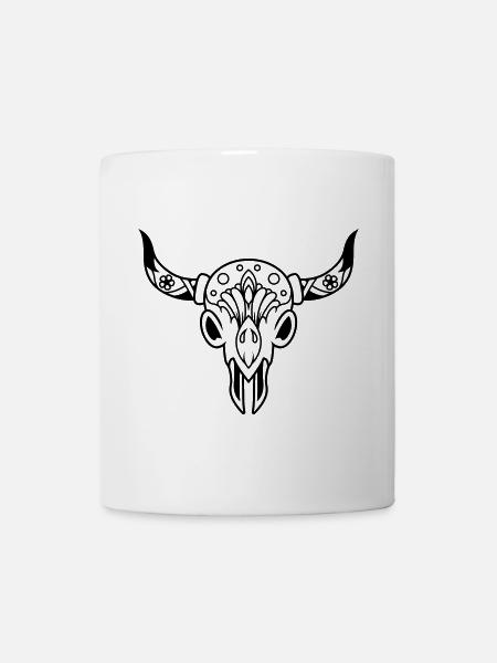 Crâne avec des cornes - Mug blanc - blanc