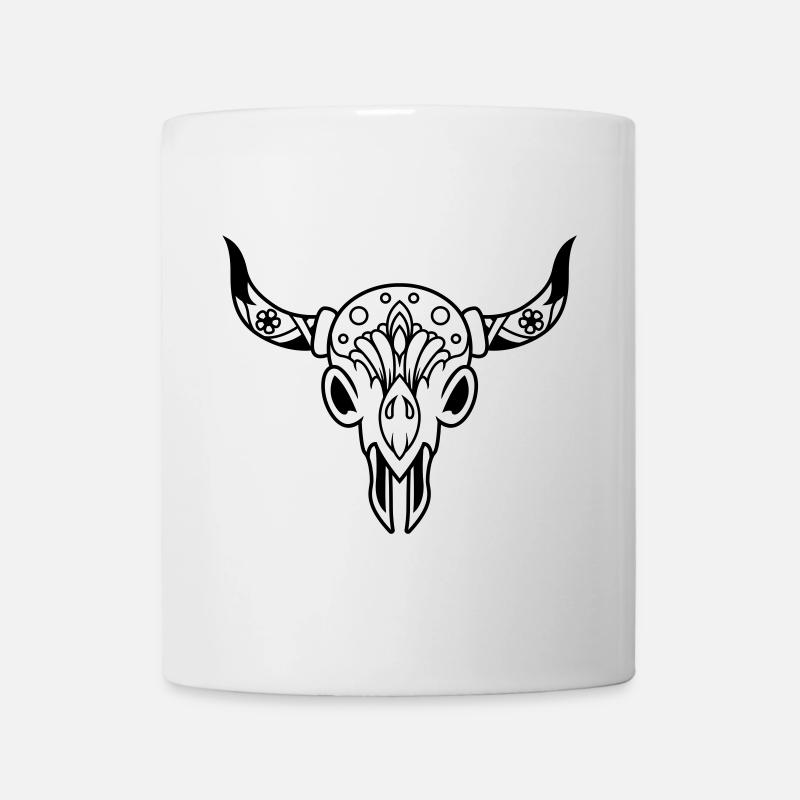 Schädel mit Hörnern - Tasse - Weiß