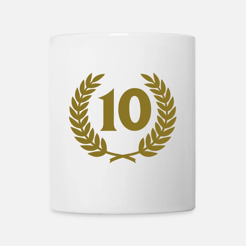 Couronne de laurier et le numéro (10) - Mug blanc - blanc