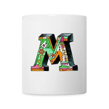 M Farbexplosion Doodle-Kunst - Tasse - Weiß - Vorne