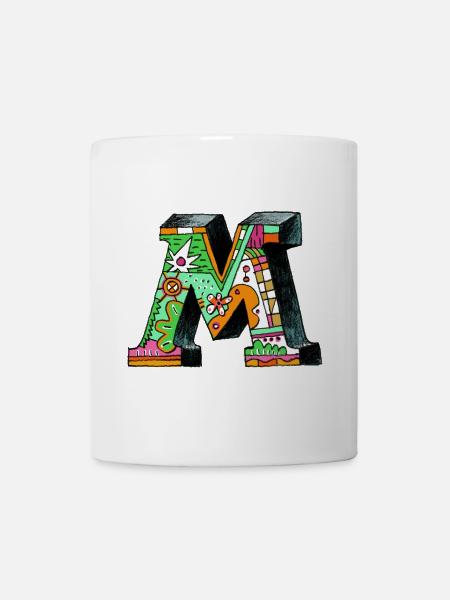 M Farbexplosion Doodle-Kunst - Tasse - Weiß
