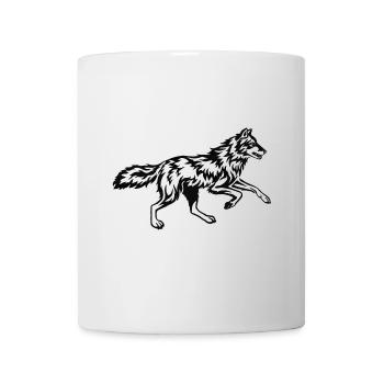 Laufende Wolf Tribal Flamme - Tasse - Weiß - Vorne