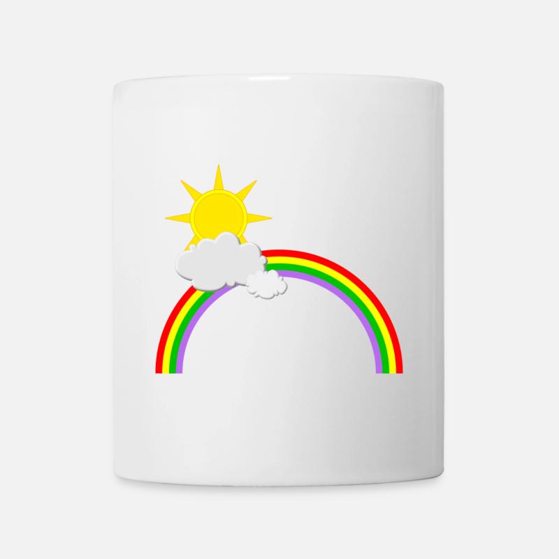 Regenbogen, Sonne, Wolken - Tasse - Weiß