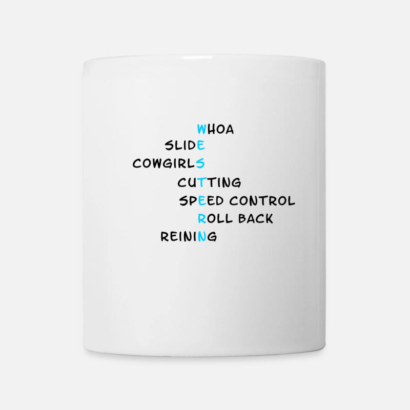 Western Schriftzug Eigenschaften Westernreiten - Tasse - Weiß