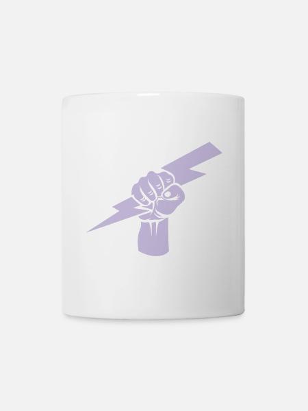 Faust mit Blitz - T-Shirt - Gym wear - Tasse - Weiß