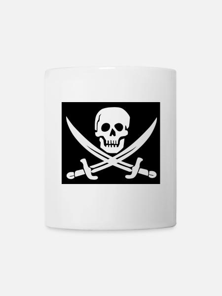 Skull und Schwerter Piratenemblem - Tasse - Weiß