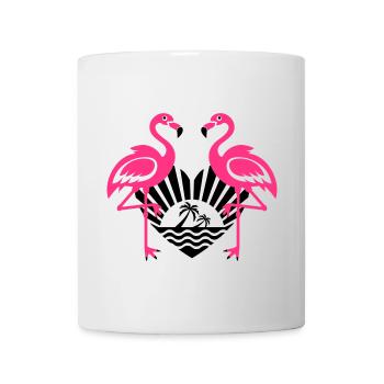 Flamingos Heart Sun Summer Mood Palm Beach 13 - Tasse - Weiß - Vorne
