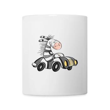 Cooles Zebra Fährt Auto - Comic Rennwagen - Tasse - Weiß - Vorne