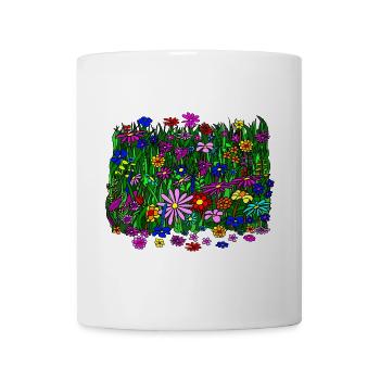 Prairie fleurie : belles fleurs colorées - Mug blanc - blanc - Devant