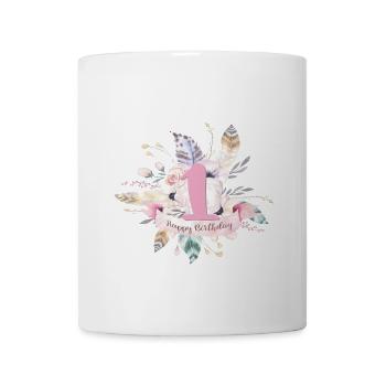 1re anniversaire, premier, un, anniversaire, plumes - Mug blanc - blanc - Devant
