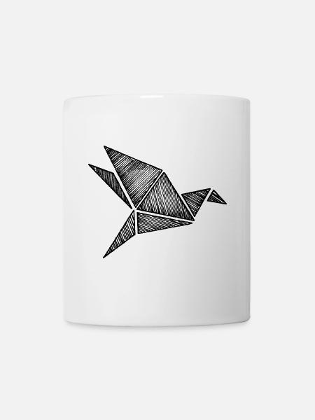 Origami Vogel - Tasse - Weiß
