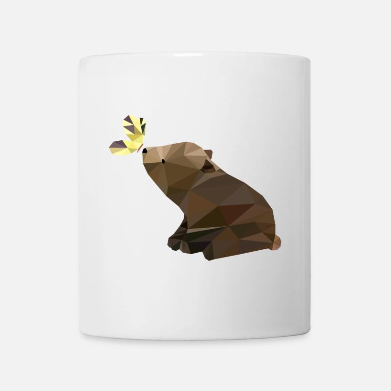 Bär mit Schmetterling, Babybär, süß - Tasse - Weiß