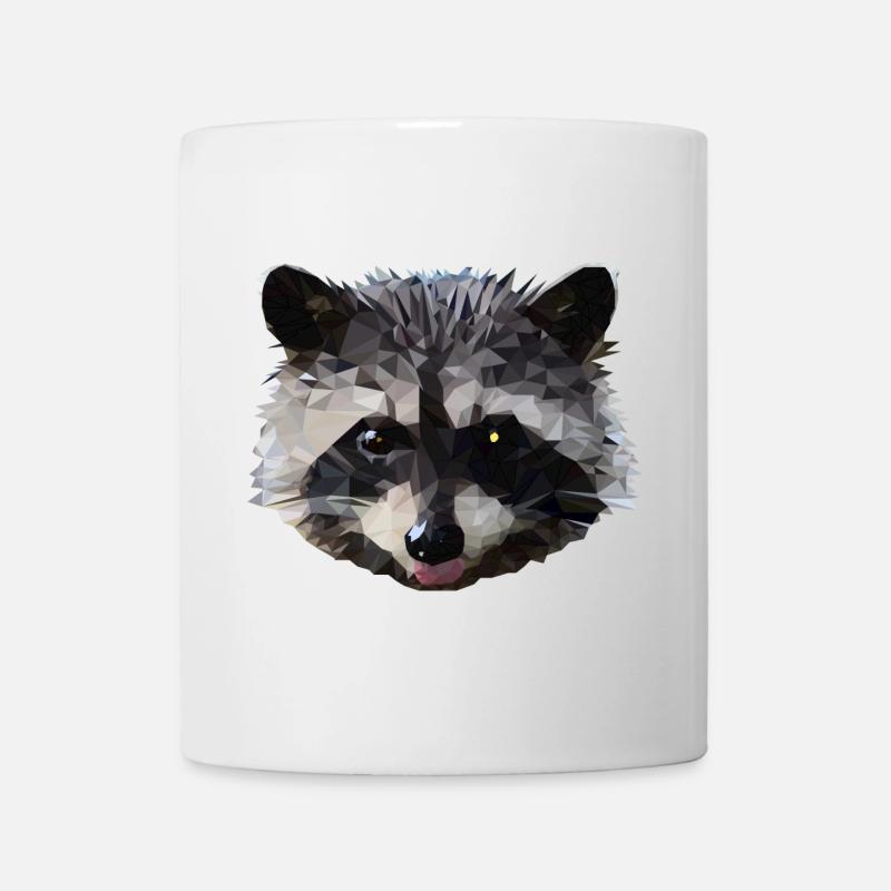 Raton laveur, prédateur, faune, polygone - Mug blanc - blanc