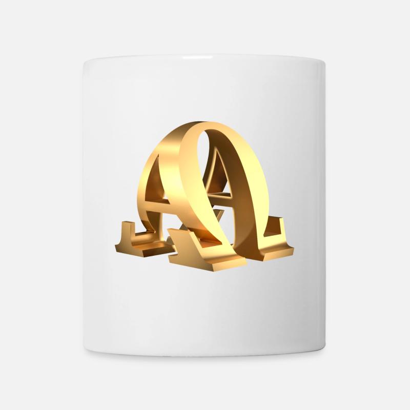 Alpha and Omega Symbol - Beginning and End - Mug - white