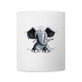 Éléphant heureux avec des fleurs, je Motif éléphant - Mug blanc - blanc - Devant