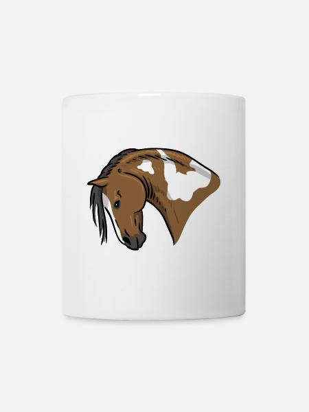 Hengst Kopf Linienstil - Tasse - Weiß