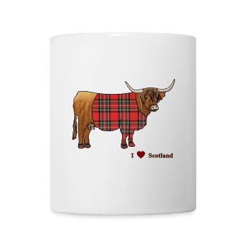 Scottish Highland Cattle, Tartan, - Mug - white - Front