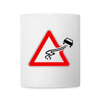 Panneau de signalisation danger de glisser, route glissante - Mug blanc - blanc - Devant