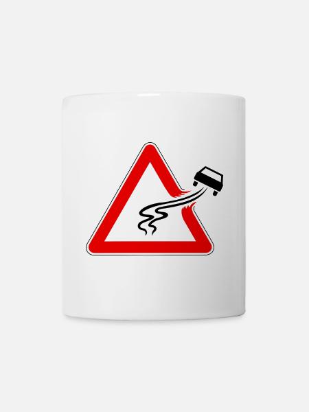 Traffic sign danger of slipping, slippery road - Mug - white