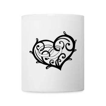 Coeur avec des anneaux, mariage, mariage - Mug blanc - blanc - Devant