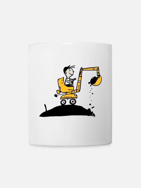 Bagger im Retro Stil - Tasse - Weiß