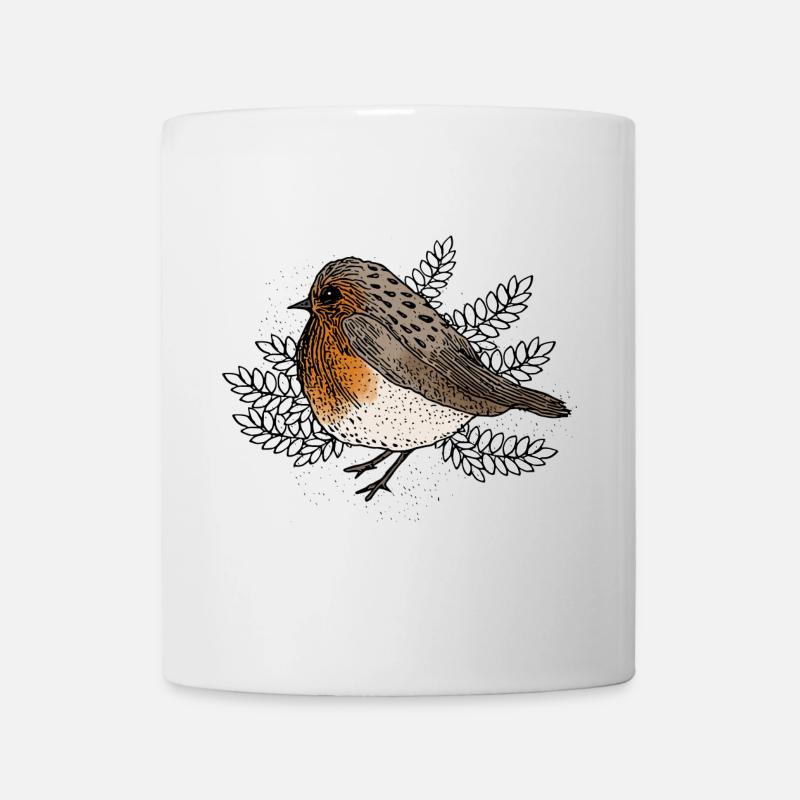 Robins on Branches - Mug - white