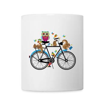 Waldtiere auf einem Fahrrad - Tasse - Weiß - Vorne