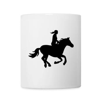 Silhouette Reiterin mit galoppierendem Pferd - Tasse - Weiß - Vorne