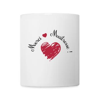 merci maîtresse coeur cadeau de fin d'année - Mug blanc - blanc - Devant