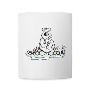Eisbär mit Pinguinen - Tasse - Weiß - Vorne