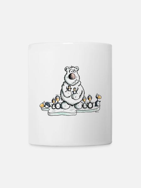 Ours Polaire avec les pingouins - Mug blanc - blanc