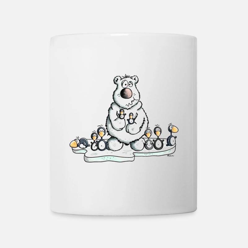 Ours Polaire avec les pingouins - Mug blanc - blanc