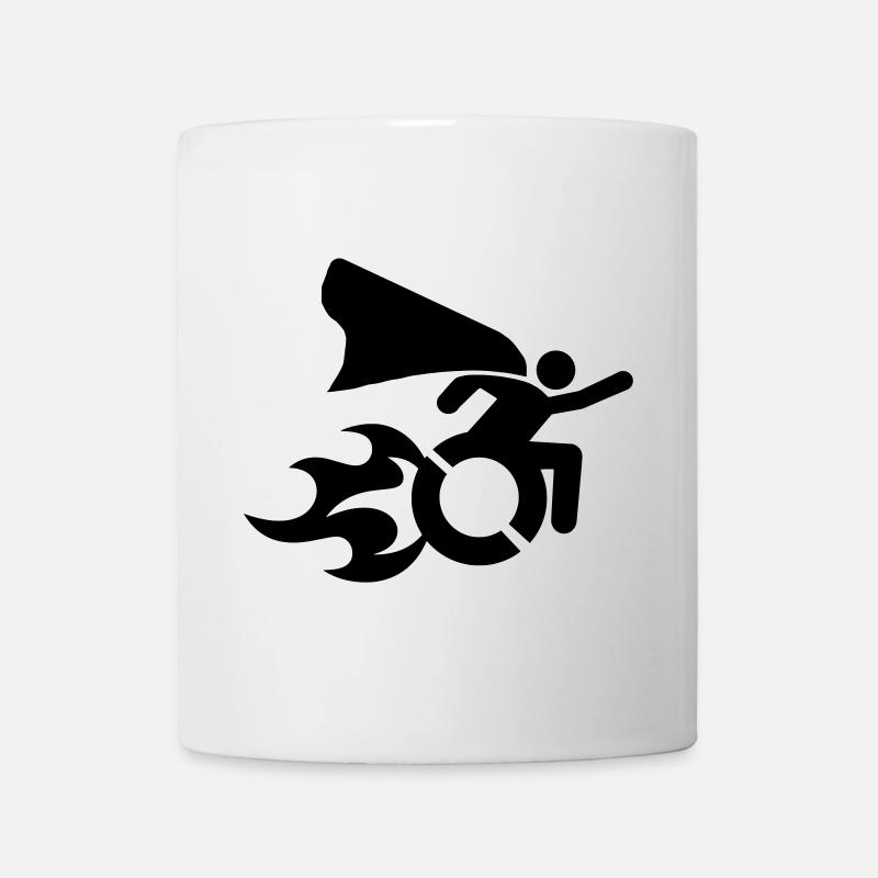 en fauteuil roulant avec des flammes # - Mug blanc - blanc
